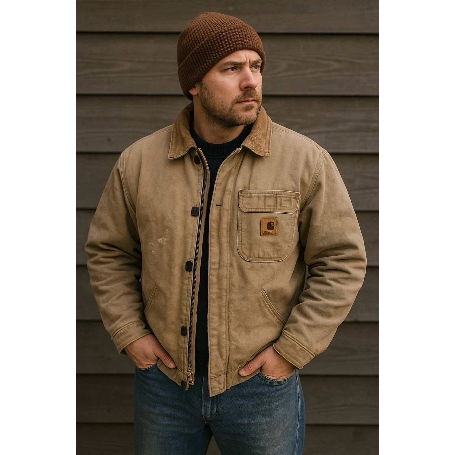 Carhartt Tan Duck Distressed Chore Coat XL Tall Vtg Workwear Grunge Faded Rugged