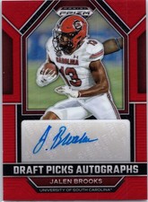 2023 Panini Prizm #DPA-JBR Jalen Brooks Draft Picks Auto Red #/199