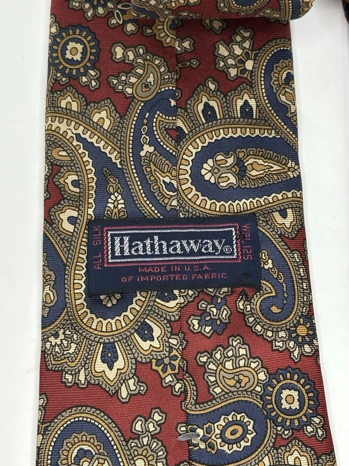 Hathaway, Men's Vintage Silk Ties, Lot Of 2, Made In USA, Multicolor/Pattern - Image 3 of 4