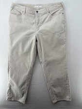 Lands' End Womens Plus Size 16W Corduroy Khaki Pants Mid Rise Straight