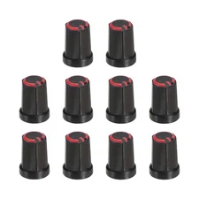 Potentiometer Control Knob ABS Guitar Knob 270 Degrees Black Red 10PCS