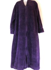 Sleep Wear Women's Plush Zipper Lounger Size L Purple Robe Long Bathrobe Duster