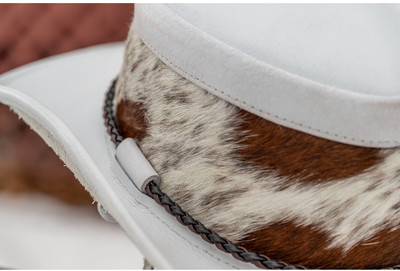AVU LE VU REAL LEATHER AND COWHIDE FUR BROWN NEW HANDCRAFTED COWBOY HAT AVU LE VU REAL LEATHER AND COWHIDE FUR BROWN NEW HANDCRAFTED  main image 4