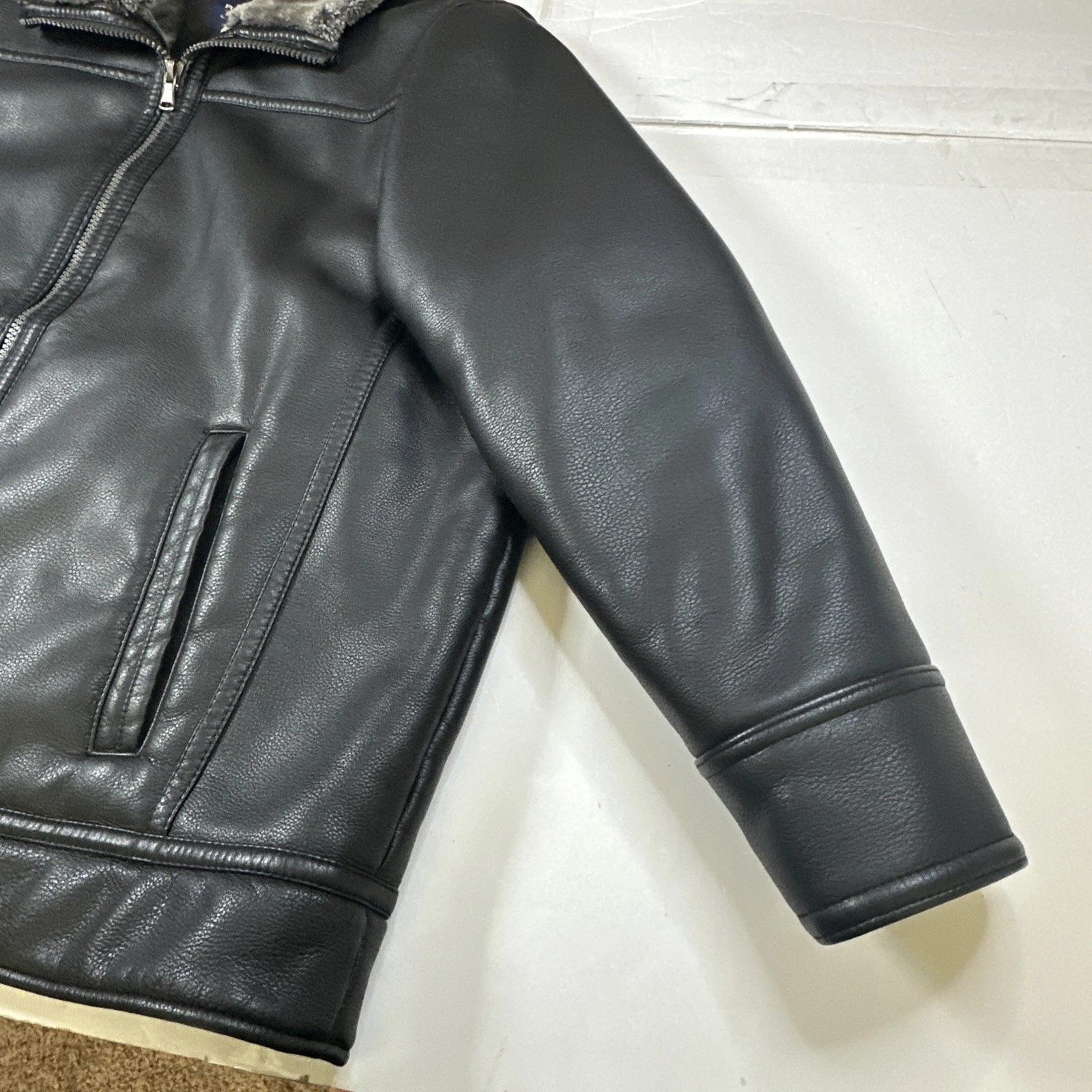 Roundtree & Yorke Big Man Faux Fur Jacket Fleece Lined Heavy Weight Black 2XB - product detail image 5