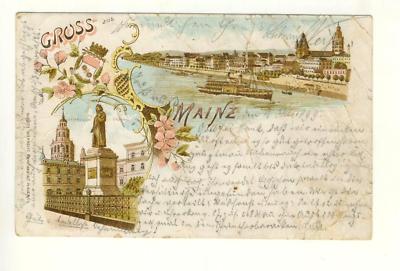 AK Mainz/2 Ansichten.Frab-Lithographie,frühe Karte 1899