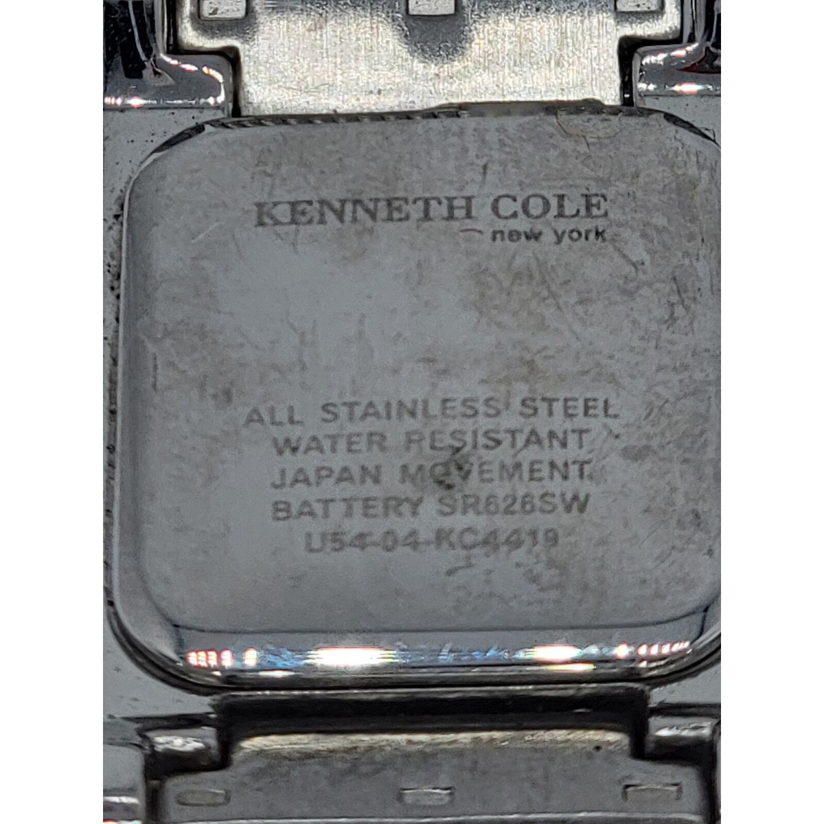 Kenneth Cole Watch Women Silver Tone Tank Pink Dial Mesh 