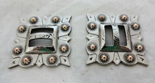 Square Berry Silver Copper Slotted Conchos Spots Horse Tack Western New Pair