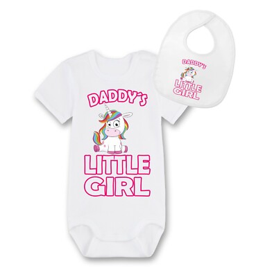 Baby Strampler DADDYS LITTLE GIRL Baby Body,Bodysuit,Boddies, Baby Lätzchen,Latz