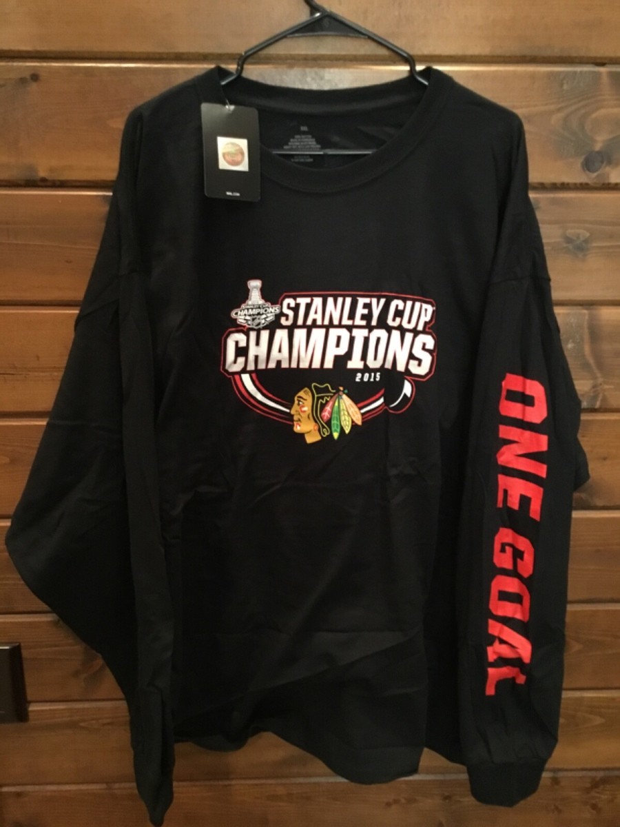 Chicago Blackhawks 2015 Stanley Cup Champions ONE GOAL Black LS T Shirt 3XL  NWT