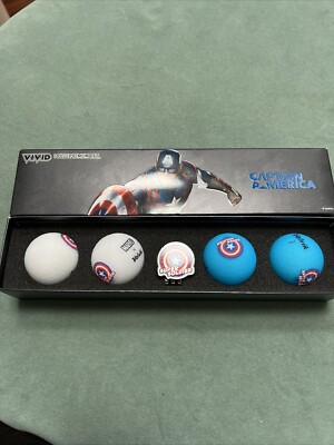 Volvik Marvel Captain America Super Hero Golf Balls 4 Pack w/ Ball Marker New
