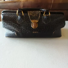 Antique Distressed LILLY Pebbled Leather Medical Doctor Bag with Instruments