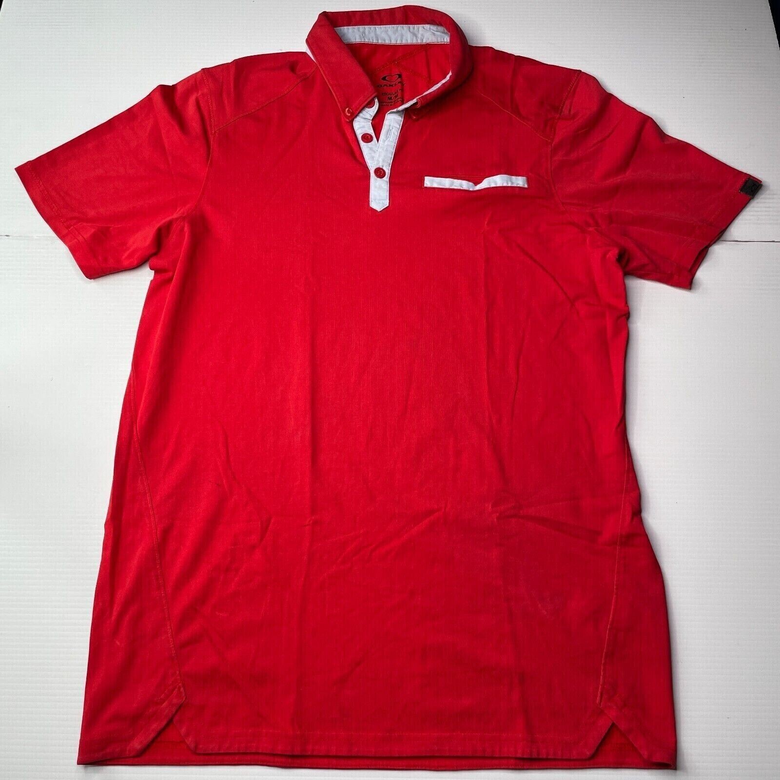 Oakley Athletic Collared Polo Shirt Mens Size M Red Casual Style Sports Fit