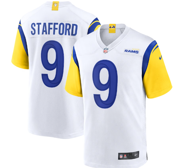 Men's Matthew Stafford #9 Los Angeles Rams Stitched Jersey - Size L