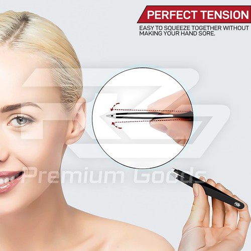 Tweezers Set 2-3-4 Piece Professional Stainless Steel Eyebrow Hair Pluckers Case - Picture 2 of 9