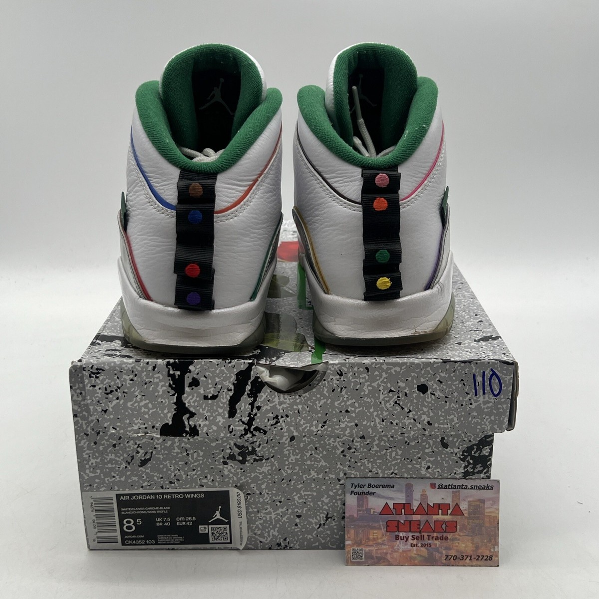 Size 8.5 - Air Jordan 10 Retro Wings White Green Leather  display picture 1