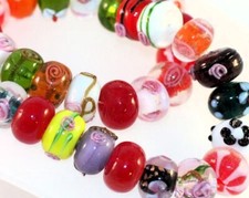 Bead Mix, Lampworked Glass 12x8mm-16x10mm Rondelle Bead MIX 1 Strand 40-42  