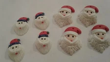 Red White Blue Santa Claus Christmas Polymer Clay Fimo Beads Lot 8 or 16 Holiday