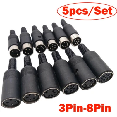 5PCS 3/4/5/6/7/8 Pin DIN Male Female Plug Socket Jack Solder Connector