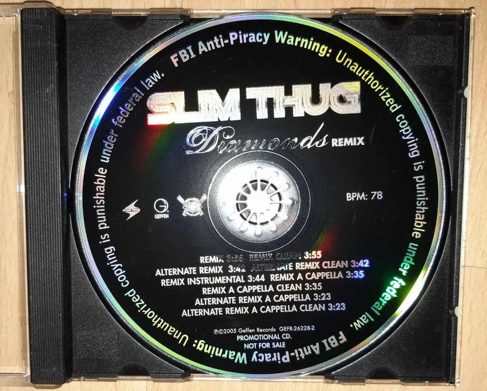 SLIM THUG Diamonds - Remix PROMO CD Single RAP Hip Hop YOUNG JEEZY, SLICK PULLA - Bild 3 von 3