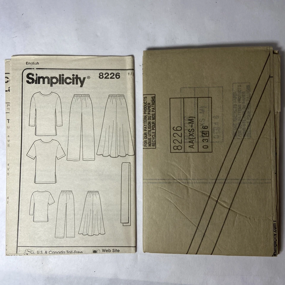 Simplicity Sewing Pattern 8226 Size AA XS S M Top Skirt Pants & Scarf VTG - Image 3 of 4