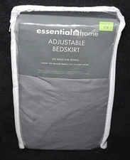 Essential Home Adjustable Bedskirt Bed Skirt Twin / Full Light Grey