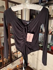 Missguided Women's Made in United Kingdom Ruched Bust Bodysuit Black Size 6 NWT