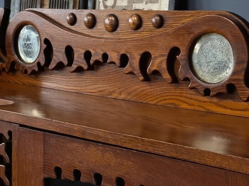 Antique Dressing Cabinet, Antique Chifferobe, Oak Side By Side Wardrobe Cabinet - Picture 7 of 10