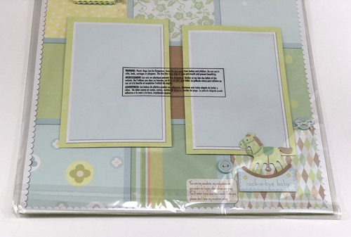 Sealed Set of 2 K&Company BUTTERBEAN BABY BOY 12" x 12" Premade Scrapbook Pages - Picture 10 of 10