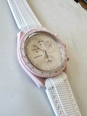 20mm WHITE sailclothstyle vulcanIzed rubber Swatch Moonswatch Mission Venus MARS