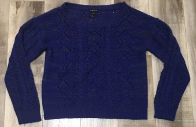 F.A.N.G. Blue Cable Pullover Sweater Womens Juniors Size XL