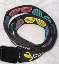 VANS SKATER BELT, UNISEX RARE-2 SIDES- BANANAS OR SUNGLASSES, CUTOUT BUCKLE 39"