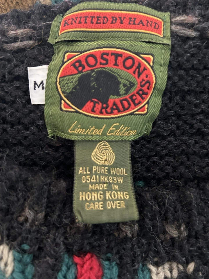 Boston Trader Limited Edition Hand Knitted Wool Men’s Medium Vintage Sweater - Image 3 of 4