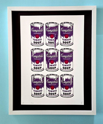 DEATH NYC Hand Signed LARGE Print Framed 16x20in COA ANDY WARHOL 9 SOUP CANS  #7