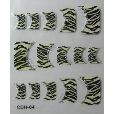 Stickers Nail Art - Motif Fermeture éclair Noir Et Jaune - Décalcomanie Ongles