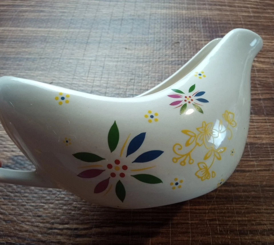 Винтажный электрический керамический соус Temp-tations лодка без подогревателя цвета слоновой кости конфетти с цветочным рисунком - Изображение 2 из 4