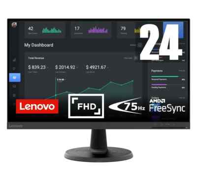 Lenovo D24-40 Monitor 23,8 Zoll Display 1920 x 1080 (FullHD) Bildschirm VA LED