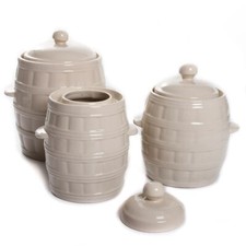 Sauerkrauttopf Keramikfass Einlegetopf Gurkentopf Creme Gärtopf 3,2L 5L 8L Wahl