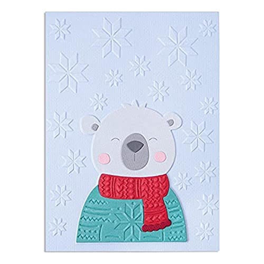 (TG. One Size) Set di fustelle Sizzix Christmas Thinlits Cozy Bear - NUOVO