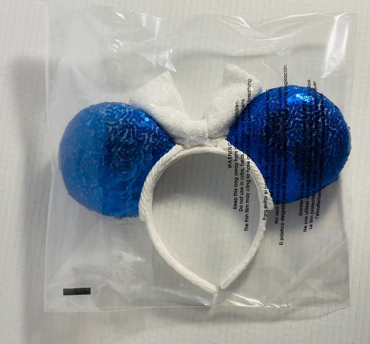 VTG Disney-Parks White & Blue Nautical Minnie Mouse Bow  display picture 2