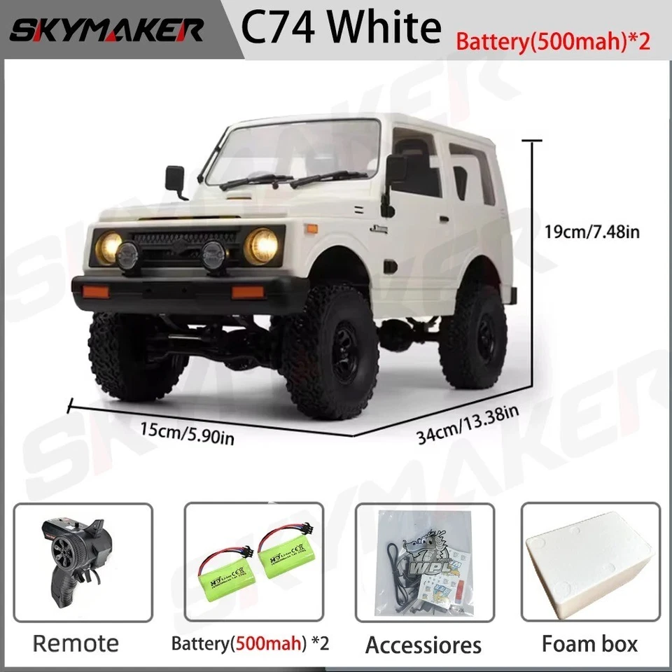 BRANDED WPL 1/10 RC Car C74 Suzuki Jimny Remote Control Car 4WD off Road Climbing Car 2.