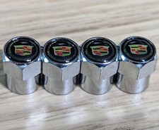 4pcs Tire Valve Stem Caps For Cadillac Chrome Metal