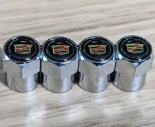 4pcs Tire Valve Stem Caps for Cadillac Chrome Metal