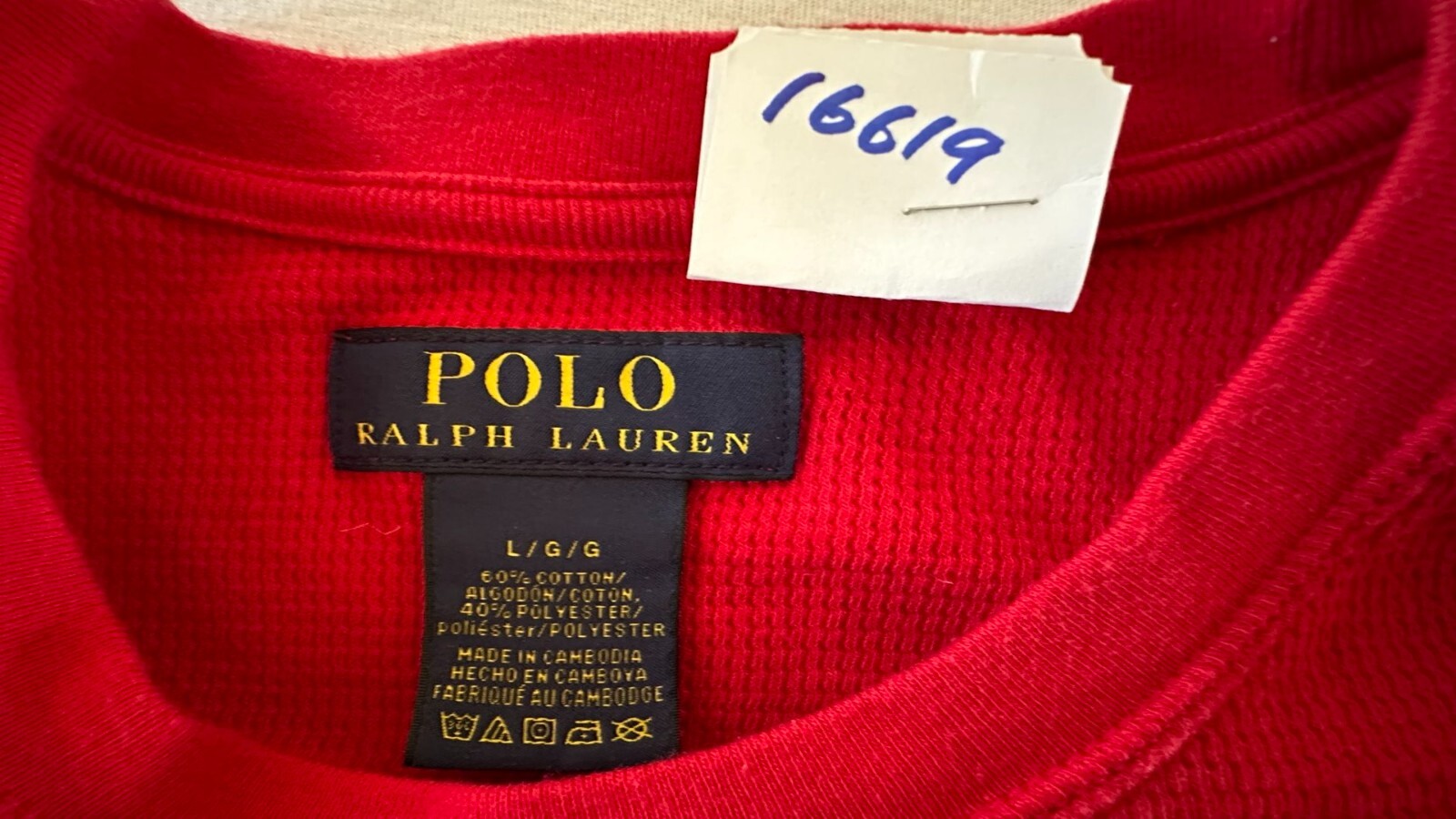 Polo Ralph Lauren men’s red pullover shirt L embroidered “Pony Polo Rider
