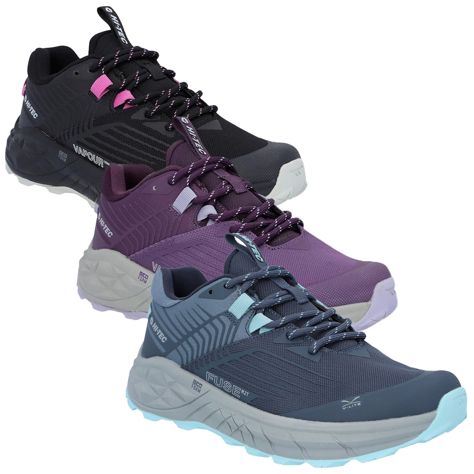 Hi-Tec Womens Lightweight Breathable Hiking Walking Shoes Fuse Trail Trainers