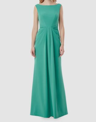 $369 Kay Unger Women's Green Sansa Bateau Neck Gown Dress Size 4
