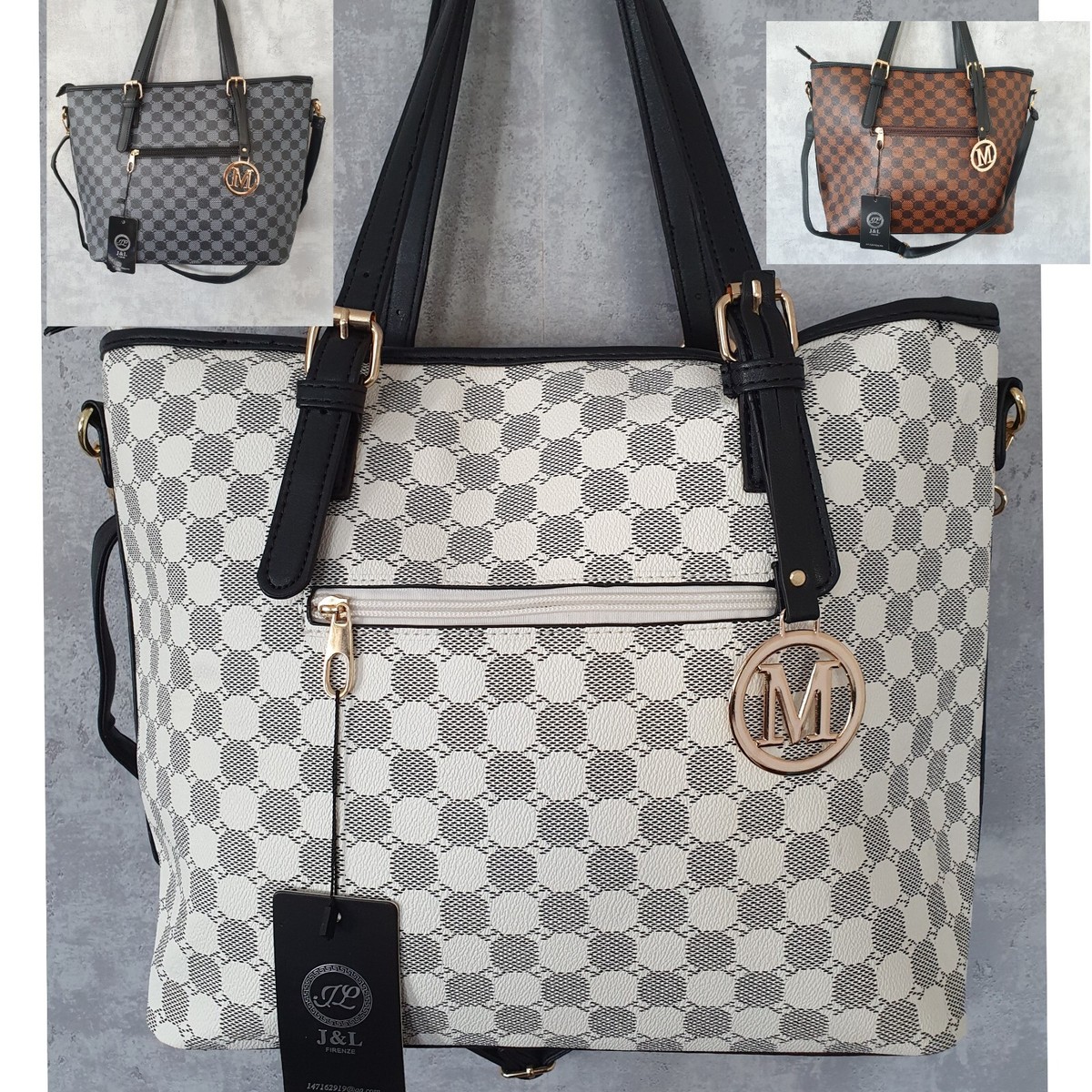 Damen Tasche Umhängetasche Schultertasche Tasche Handtasche Schwarz Braun  weiß