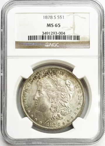 1878 S USA MORGAN SILVER $1 DOLLAR COIN NGC MINT STATE 65