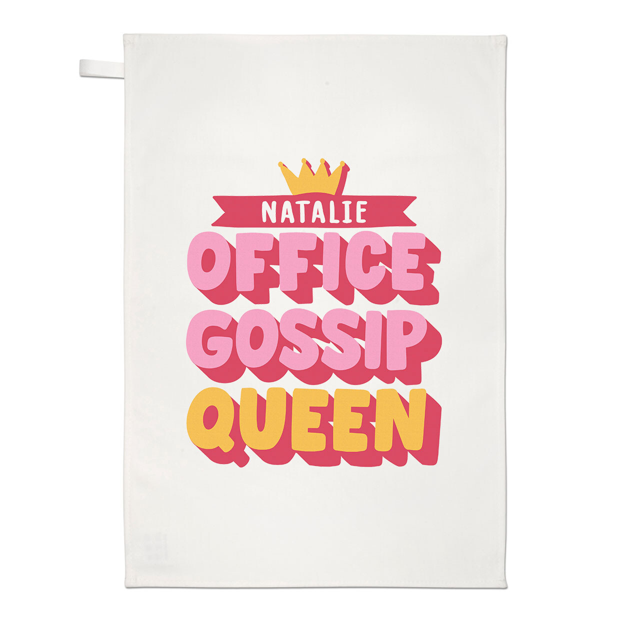 Personalised Office Gossip Queen Tea Towel Funny Joke Work Employee Boss