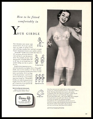1953 Perma Lift Girdles Vintage PRINT AD Elegant Women's Lingerie Fashion Art