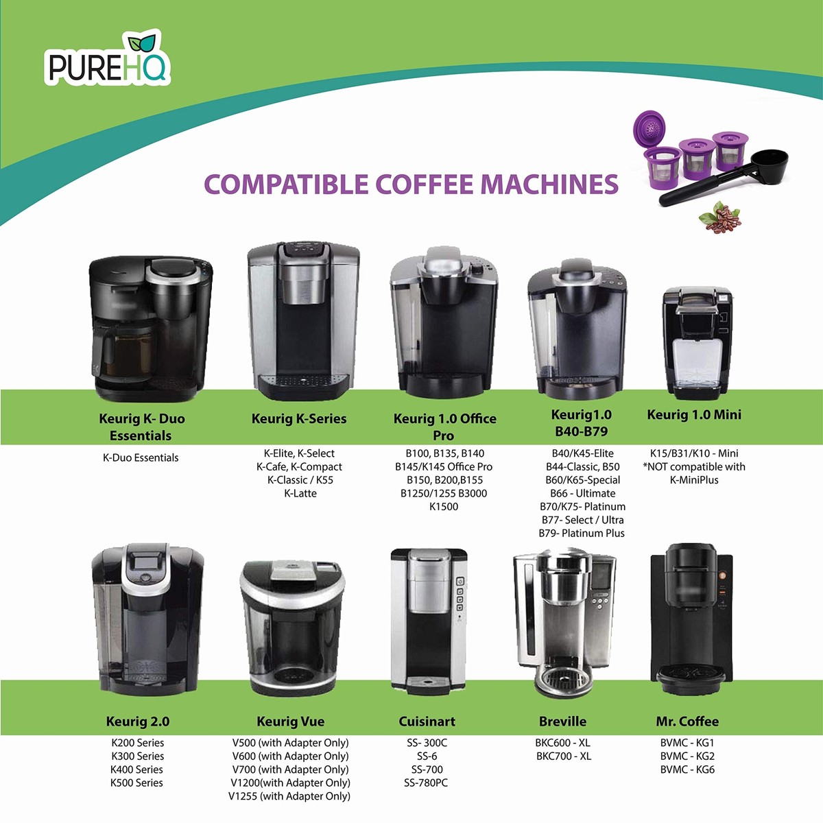 3 Filtri A Rete Riutilizzabili Per Keurig 2.0 E 1.0 | Cialde K-Cup Fai Da Te Con
Coperchi Viola